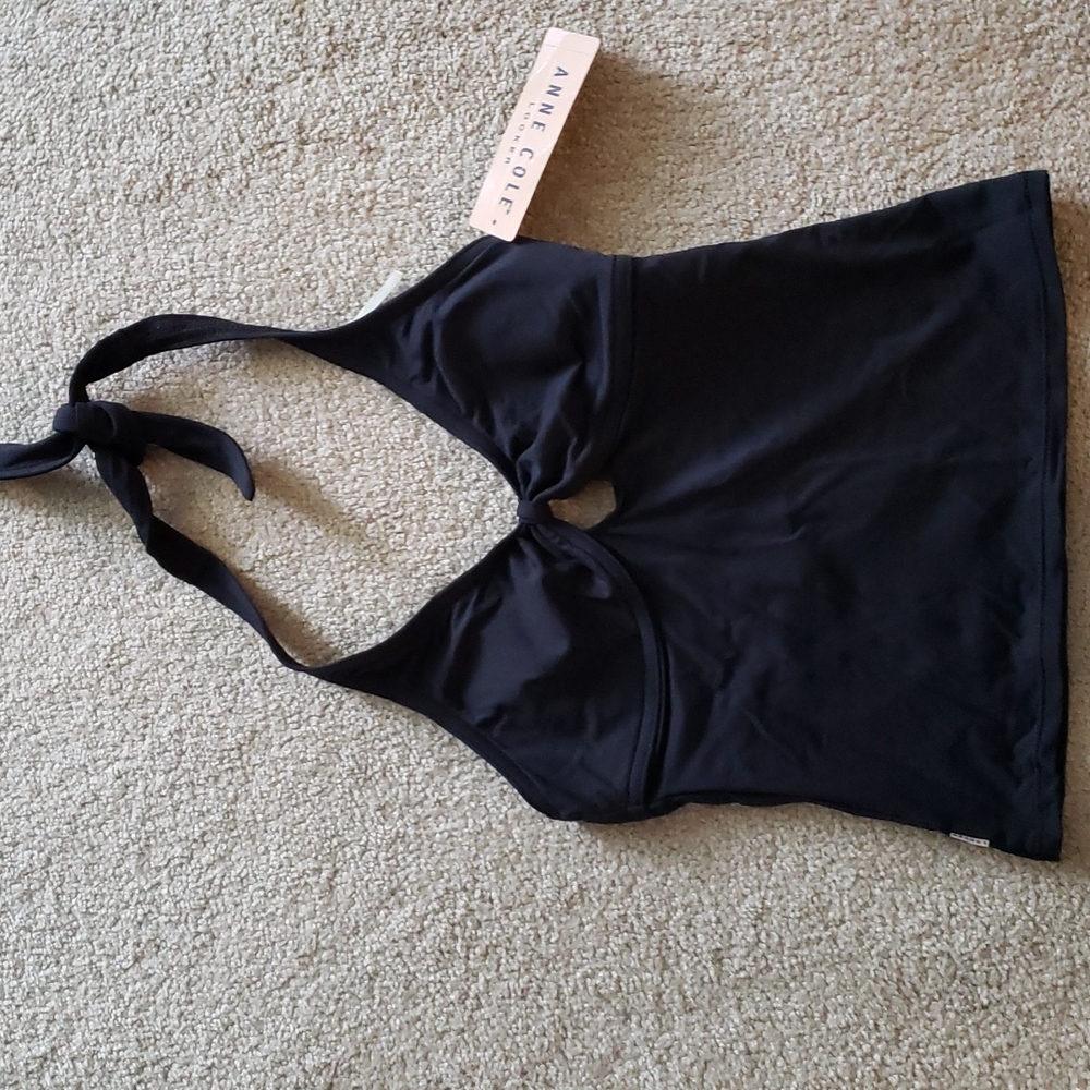 NWT Anne Cole Black Tankini Bathing Suit Top